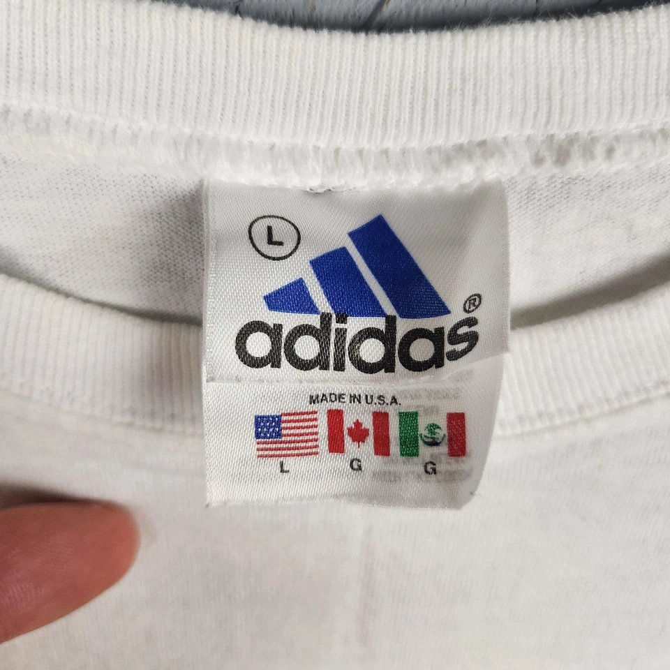 Camisa Adidas De Colección Para Hombre Grande Blanca Rendimiento Correr Atlética Hecha en EE. UU. Foto 3 de 4