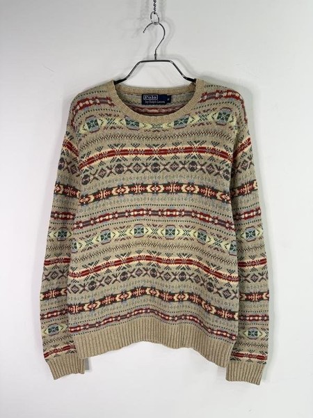 Herren Polo Ralph Lauren Pullover Beige Baumwolle M #CMLP