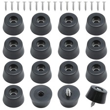 16 Pieces Rubber Feet for Cutting Board with Screw, 1" W x 1/2" H Black Rubbe