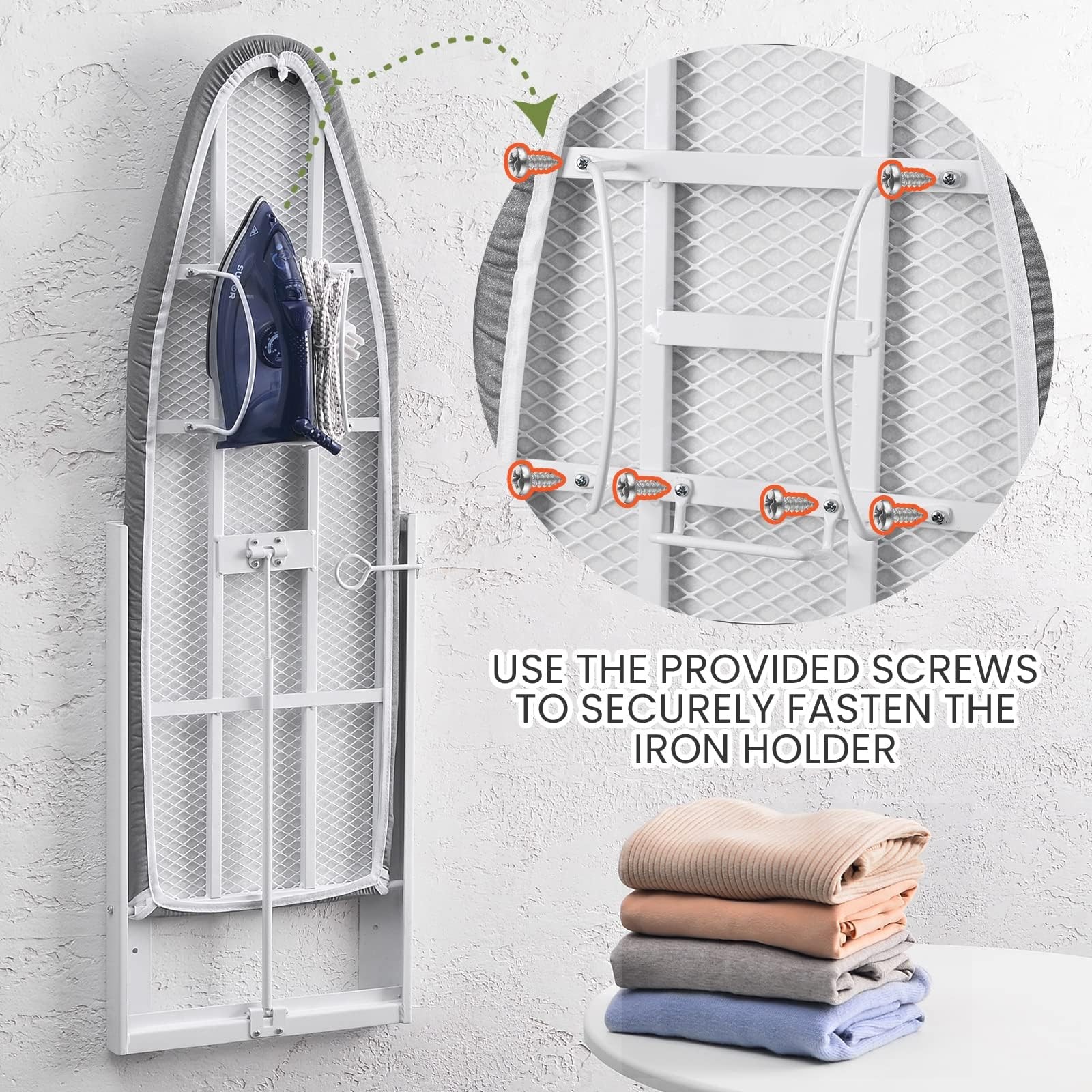 Wall Mounted Ironing Board with Iron Holder, 36.2" X 12.2" Compact Mount Fold do