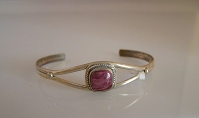 Wigwam Traders Purple Spiney Oyster Square Center Stone Cuff: #K1894