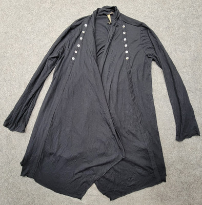 Comfy USA Womens Wrap Black Top Size XS USA Made Iridescent Buttons