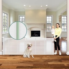 Reinforced 10 ft Retractable Baby Gate / Dog Gate for Doorway Bottom Anti-Crawl