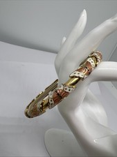 Vintage Butterfly Cloisonn  Enamel Bangle 8  Bracelet Gold Tone
