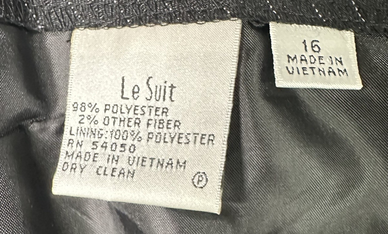 Le Suit Petite 2 Pc Set Women Pants & Blazer Womens XL Black & Blue Pinstripe