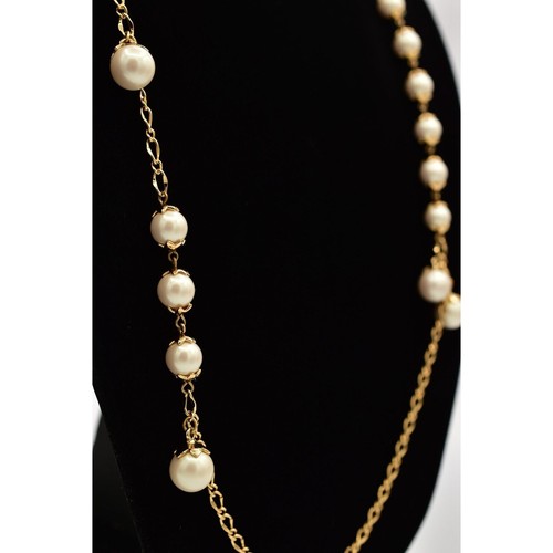 Kate Spade Station Necklace Pearl Dangle Gold Tone Chain Statement Signed BinBC - Picture 4 of 12