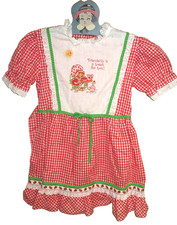 Adorable Vintage 1980s Strawberry Shortcake Dress Red Lace Trim Apron Girls 6