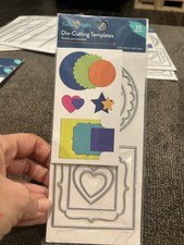 Hello Hobby 10pc Die-Cutting Templates, 3 Circles, 2 Hearts, 2 Stars, 3 Squares
