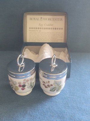 2 Royal Worcester Porcelain Egg Coddlers Lavinia Pattern - In Box - New