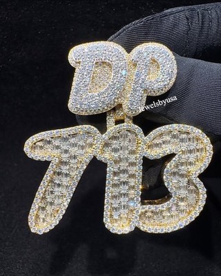 Mens Customised Any 3 Lucky Number DJ Party Charm Pendant Moissanite 925 Silver
