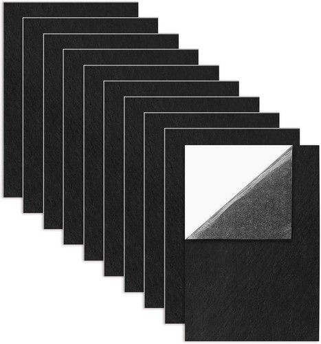 10 Pack Self Adhesive Felt Sheets - Black Fabric with