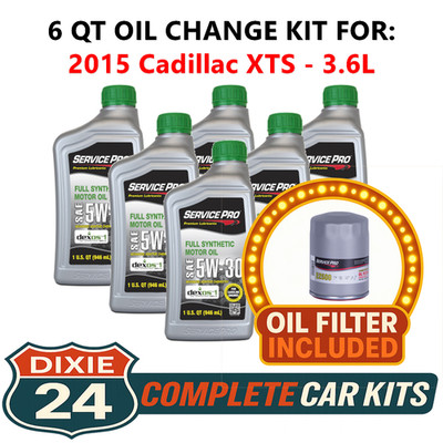 Fits: 2015 Cadillac XTS 3.6L 6,000 Mile Synthetic Oil & Filter Kit (5W-30)