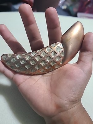 VINTAGE RETRO FISH SCALE MONET BOOK PC ROSE GOLD GREEN ENAMEL NECKLACE 1980's