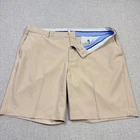 Peter Millar Crown Sport Golf Chino Shorts Mens 40 Beige Flat Front Performance