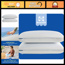 Memory Foam Cooling Pillow 2 Pack - Gel Infused, Washable Cover, USA Made