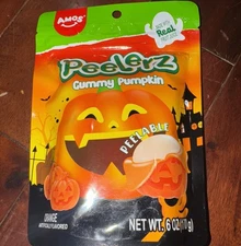 AMOS Peelerz Halloween Gummy Pumpkins Peelable Orange Flavor 6 Oz Bag