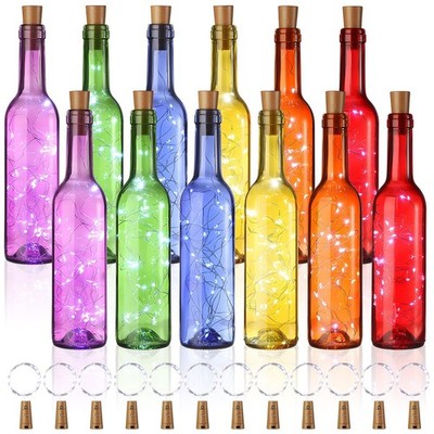 Rtteri 12 Sets 375ml Colorful Wine Bottles with 30 LED Cork Lights