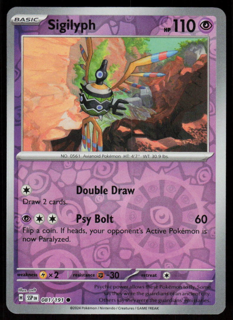 Sigilyph 081/191 Common Surging Sparks Pokemon Reverse Holo Near Mint