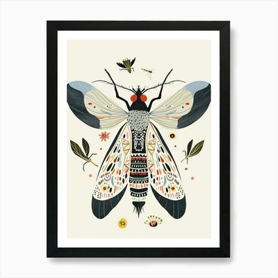 Colourful Insect Illustration Fly 1 Framed Wall Art Poster Canvas Print Picture