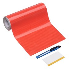 1 Set 6D Carbon Fiber Vinyl Wrap 3.9" x 5ft Self-Adhesive with Scraper, Red