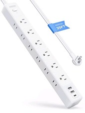 NTONPOWER 25 FT Long Surge Protector Power Strip, 14/3 Flat Extension Cord w 12