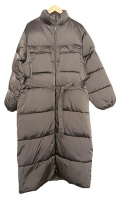 Good American Long Line Belted Puffer Jacket Iridescent Charcoal Women s Sz 2 M
