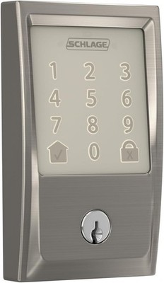 Wi-Fi Encode in Satin Trim Nickel Smart Deadbolt with Schlage Century