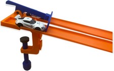 2 Lane Clamp W Start Gate Compatible with Hot Wheels Cars and Track Blue Orang..