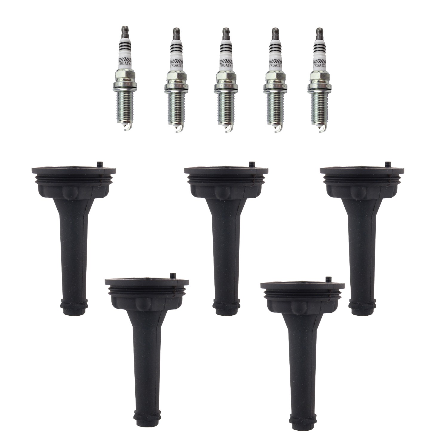 NGK 5 Iridium IX Spark Plugs  NGK Coil Boots Kit for Volvo C30 S40 V50 2.4L L5