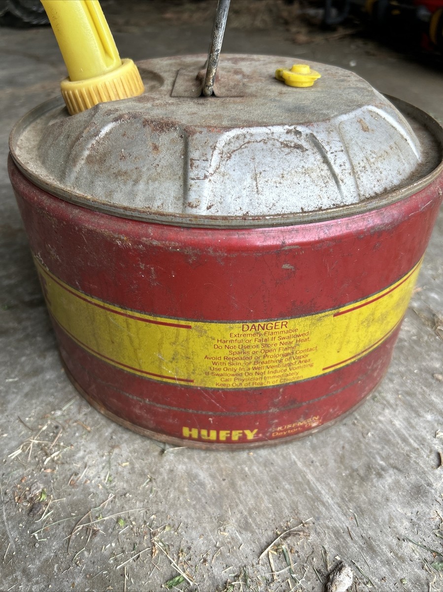 Vintage Huffy 2 1/2 Gallon Metal Gas Gasoline Can With Spout / Lid