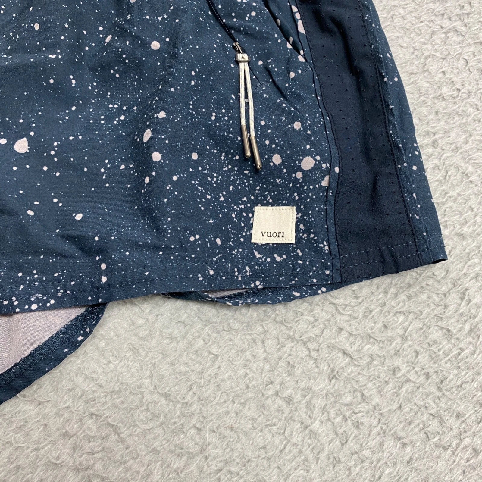 vuori dash splatter speckled print linerless shorts