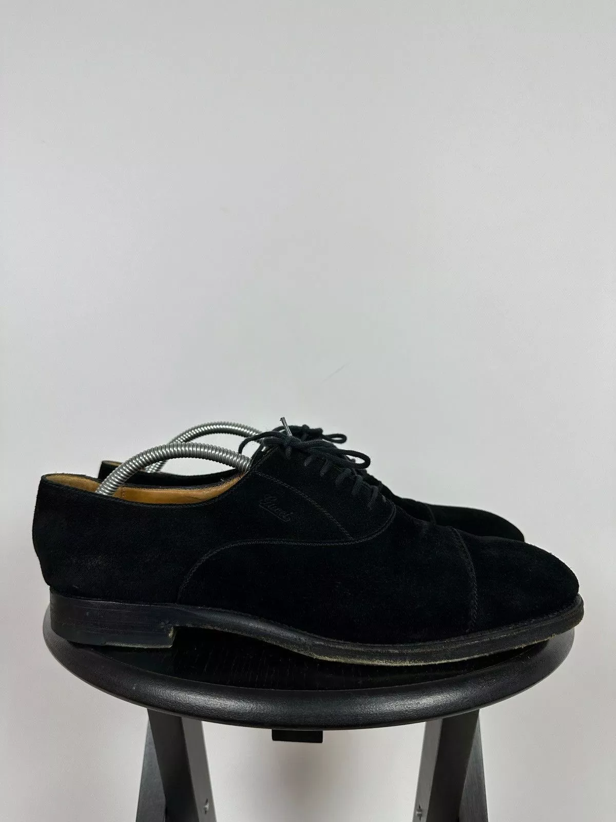 Chaussures habillées homme vintage Gucci daim noir Oxford pointure 8 UK,9 US