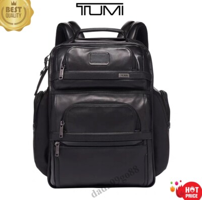 TUMI ALPHA3 Brief Pack Backpack ALL Leather 09603580DL3 Black Business NEW