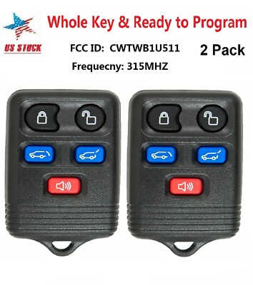 2 Remote Key Fob For 2003 2004 2005 2006 2007 2008 2009 2010 Ford ...