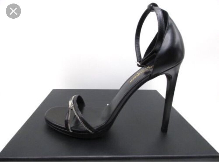 Sandali neri Saint Laurent Jane con dettagli di cerniera accentati taglia 40 IT