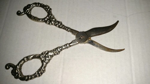 Antique repousse sterling silver shears grape scissors 7" - Picture 2 of 3