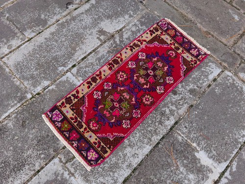 Vintage Hand Knotted Oushak Runner, Turkish Wool Rug, Bohemian Style Runner - Picture 8 of 12