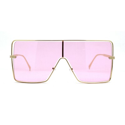 Pop Oceanic Color Lens Oversize Shield Metal Rim Sunglasses