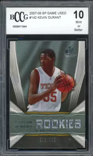 2007-08 SP Game Used #142 Kevin Durant Rookie Card BGS BCCG 10 Mint+