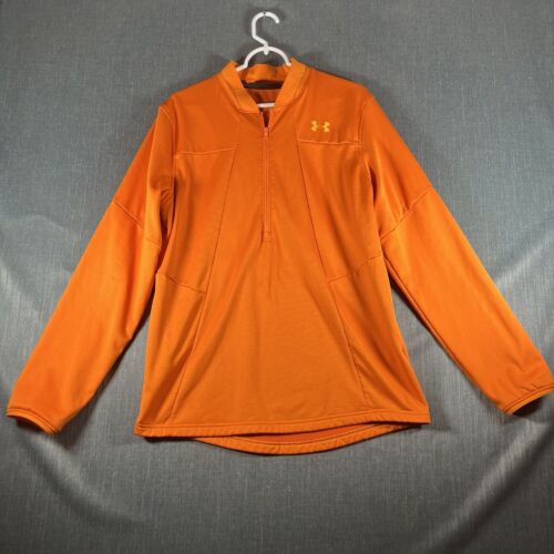 Under Armour Mens Long Sleeve Shirt Size L Loose Fit Orange Pullover Polyester - 第 1/15 張圖片