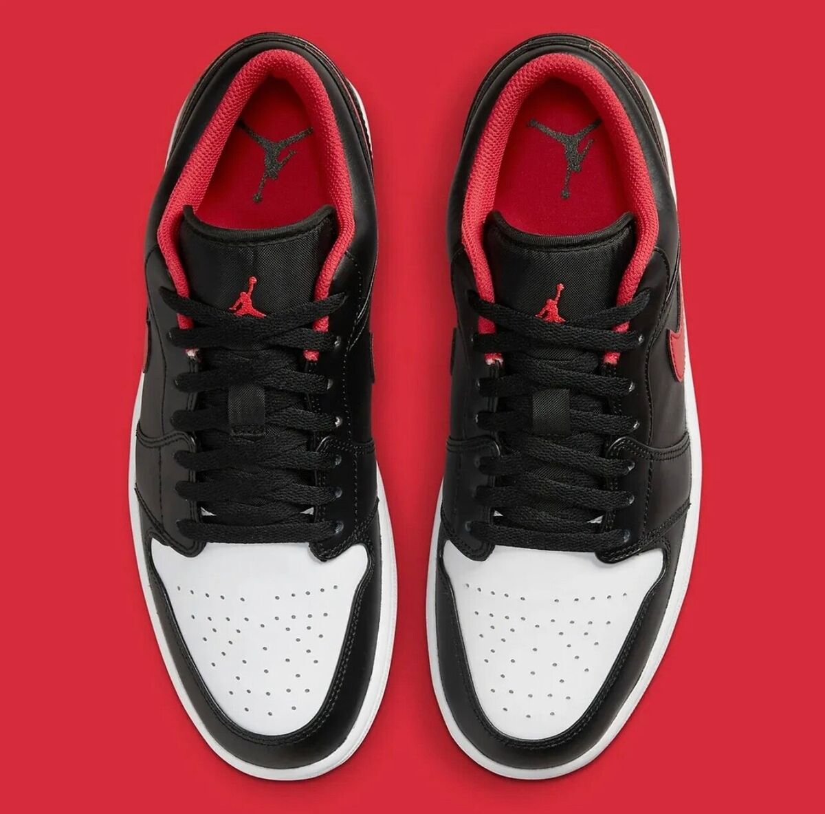Nike Air Jordan 1 Low White Toe Shoes Black Fire Red 553558 Nike Air Jordan 1 Low White Toe Shoes Black Fire Red 553558
