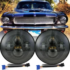 2X 7" inch Round LED Headlight Hi/Lo Beam Projector For Ford Mustang 1965-1973