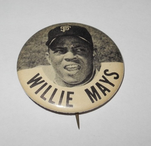 1960er Baseball Willie Mays New York Giants World Series Souvenir Pin Button