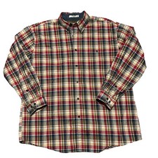 The Orvis Co Sporting Traditions Plaid Mens Long Sleeve Button Front Red Tan XL