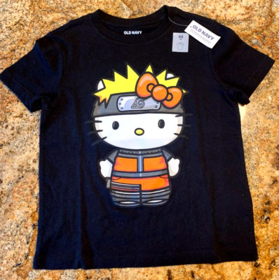 HelloKitty　ノースリーブシャツ　130 Hello Kitty T-shirt Naruto Ninja Manga Kids Short Sleeve Black
