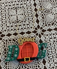 Dog Ornament Frame Red Green Wire Hanger Holds One Photo Canine Lover