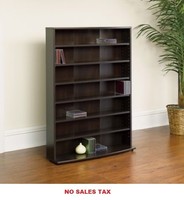 Media Storage Wall Unit, Multimedia Cabinet Adjustable Shelves Extra Wide Base
