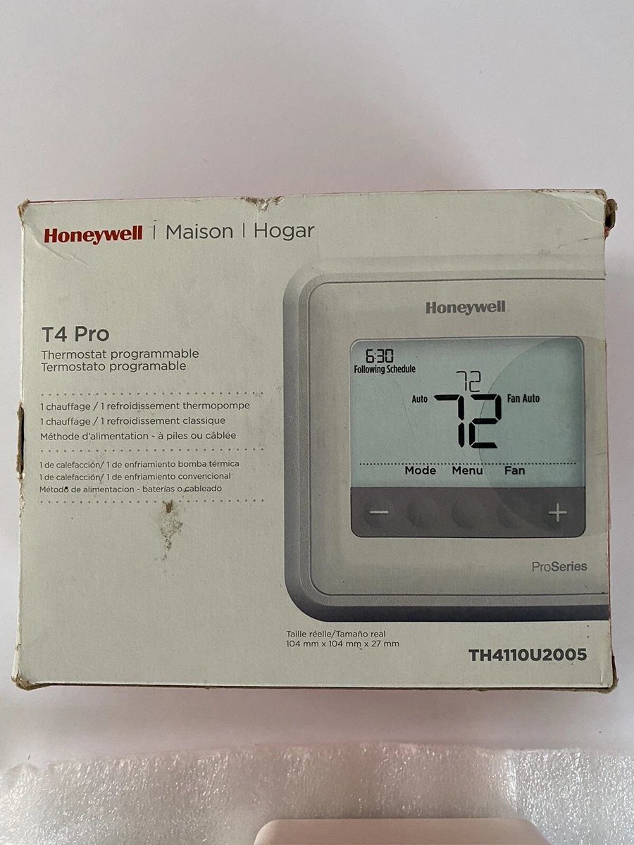 Honeywell Pro series Programmable Thermostat Model #TH411OU2005 NO  BACKPLATE | eBay