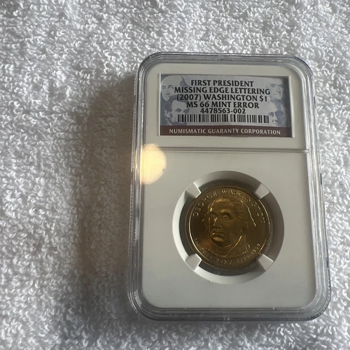 2007 George Washington Dollar Missing Edge Lettering NGC MS 66