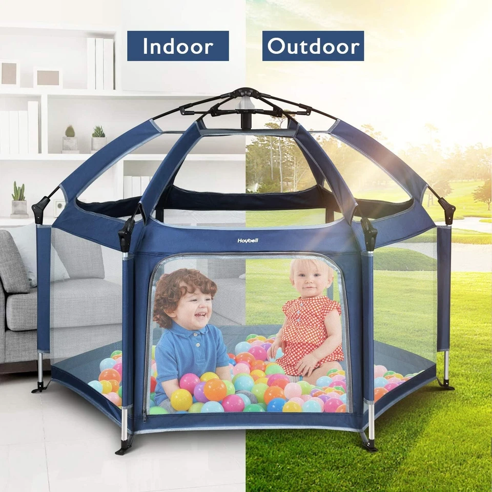 POP 'N GO 高级室内和室外婴儿围栏 - 甜美薄荷顶篷带袋 — 第 3/4 张图片